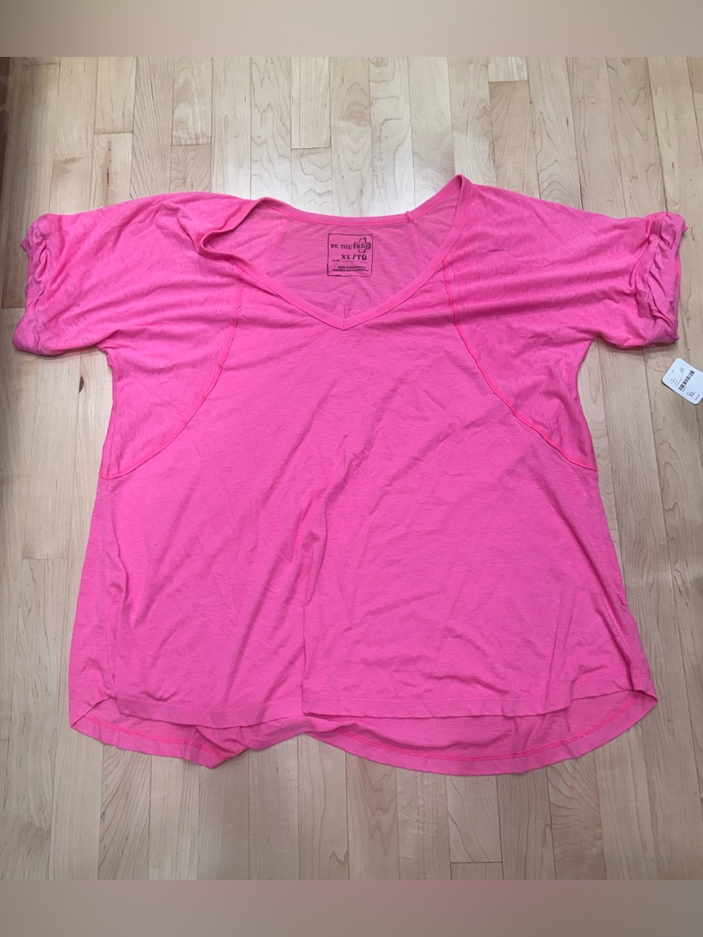 We The Free Free People Pink Tee With Ruffle Detail